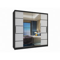 SCHWEBETÜRENSCHRANK Verona ME, Schwarz/Weiß Matt, 200 cm, mit Spiegel & Schubladen - Weiß, Holz (200/216/60cm) - B BELINI GROUP