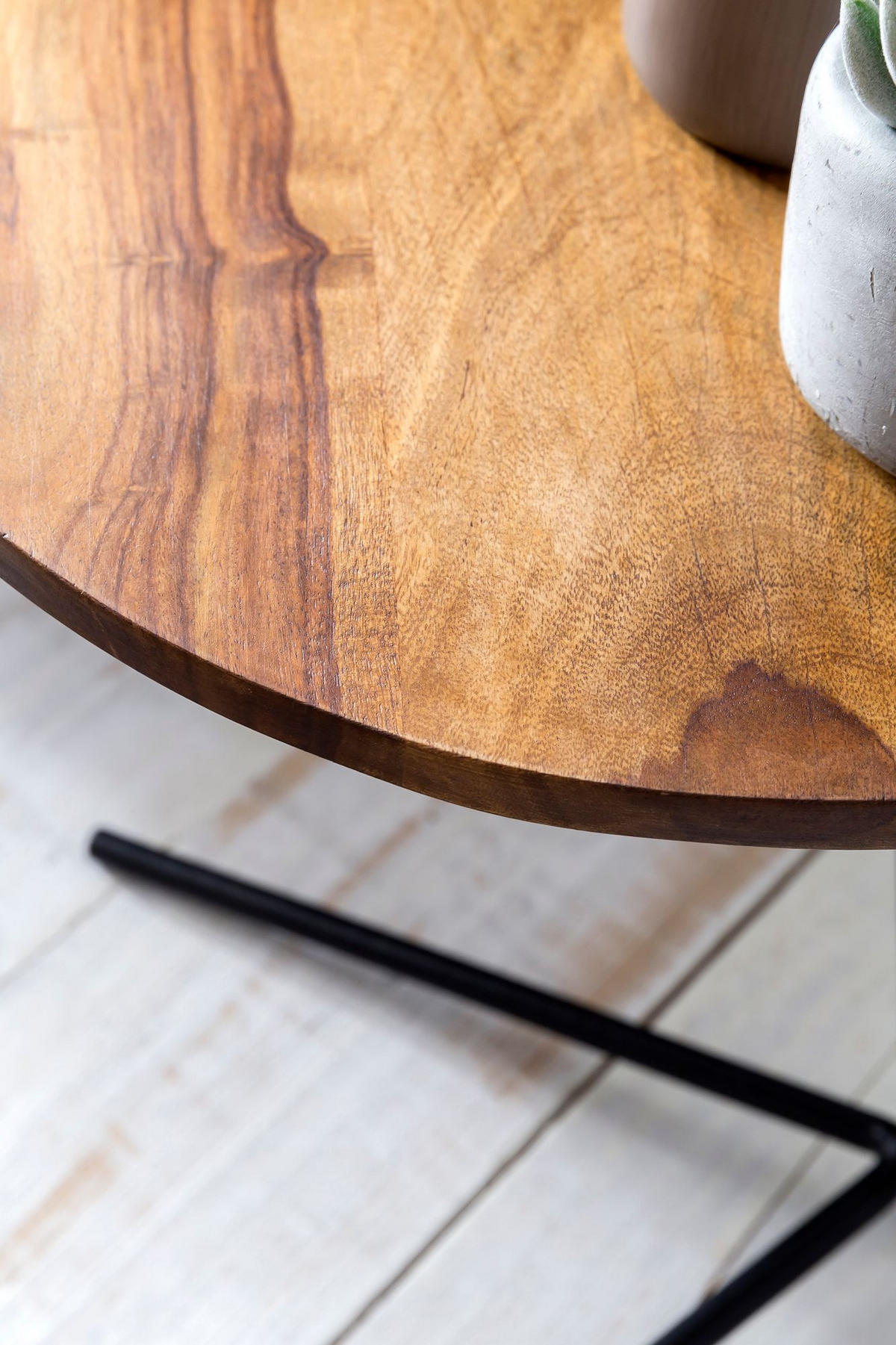 BEISTELLTISCH – Massivholz Metall große Platte Industrial - Schwarz/Braun, Holz/Metall (40/40/46cm) - KADIMA DESIGN