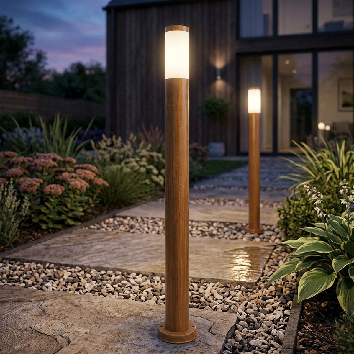 LED STEHLEUCHTE Edelstahl Braun 2er Set - Braun, Metall (12.7/12.7/110cm) - Globo Lighting