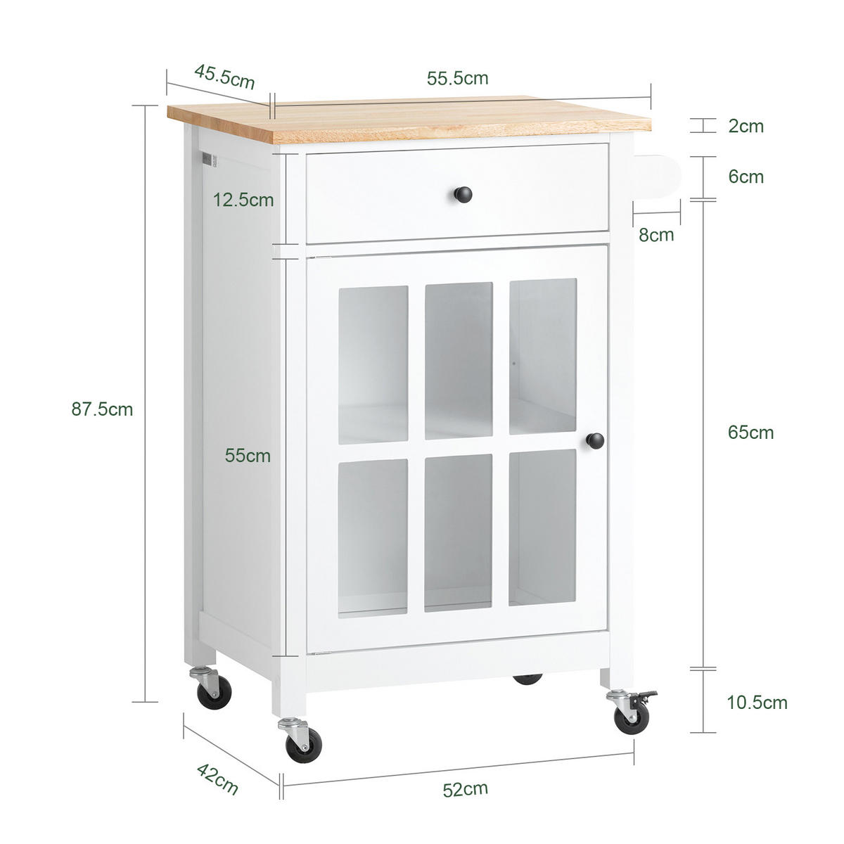 KÜCHENWAGEN Weiß - Weiß, Holzwerkstoff (63/88/46cm) - SoBuy