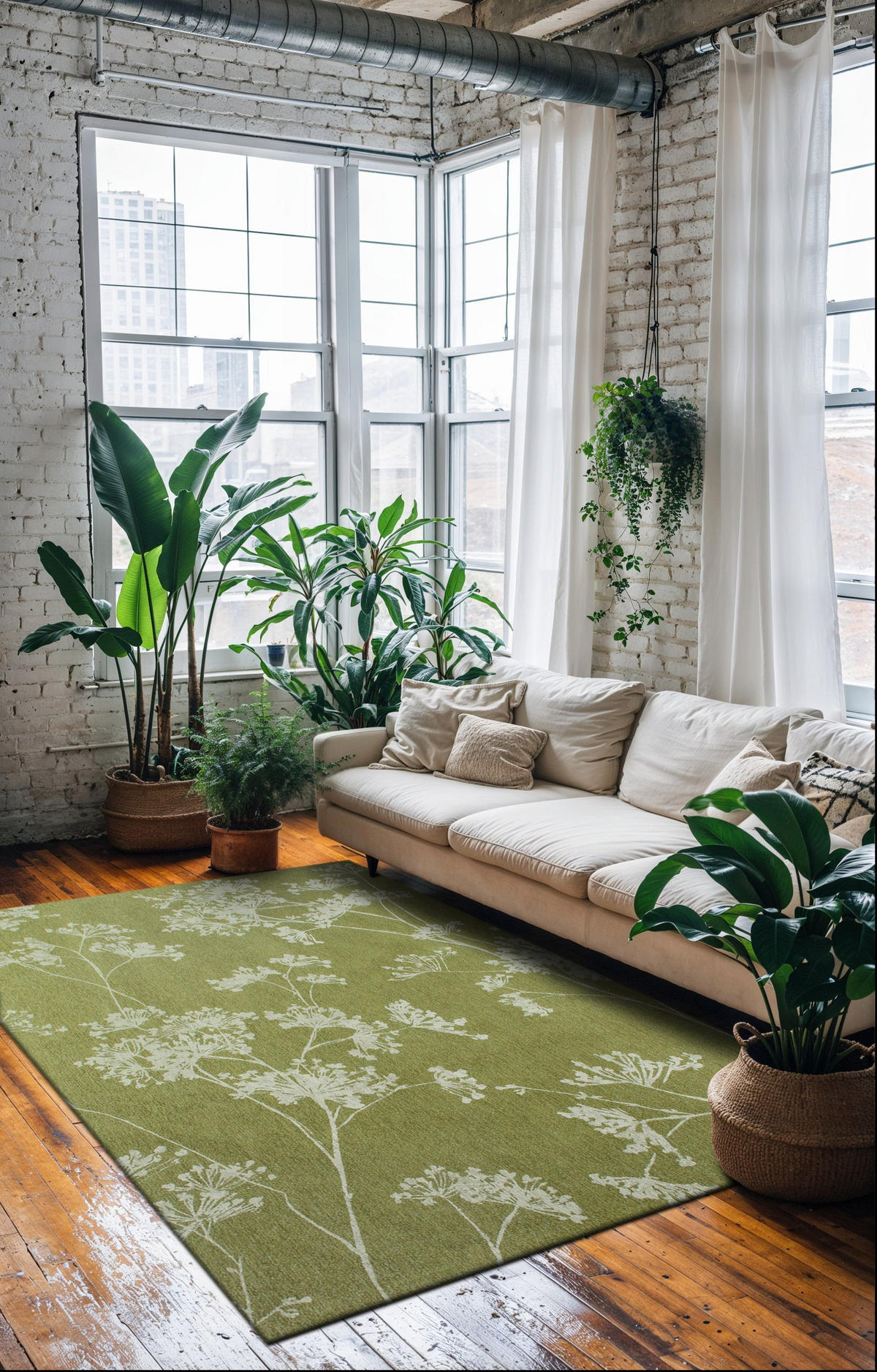 TEPPICH modern Flachgewebe BASIL Grün 240x340 cm - Grün, Textil (240/340cm) - Novatrend