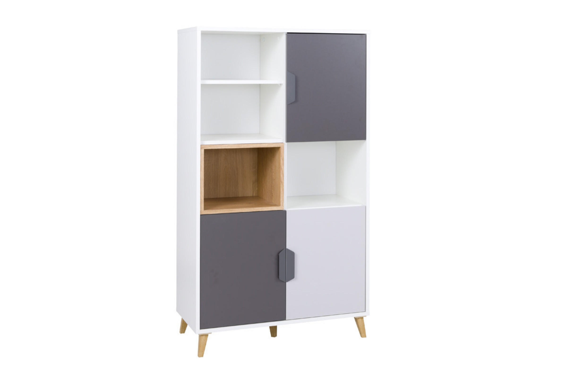 KINDERKOMMODE JUSTIN 06 80 cm breit in Weiß / Graphit / Grau / Eiche - Eichefarben/Graphitfarben, Holzwerkstoff (80/140/40cm) - Deine Möbel 24