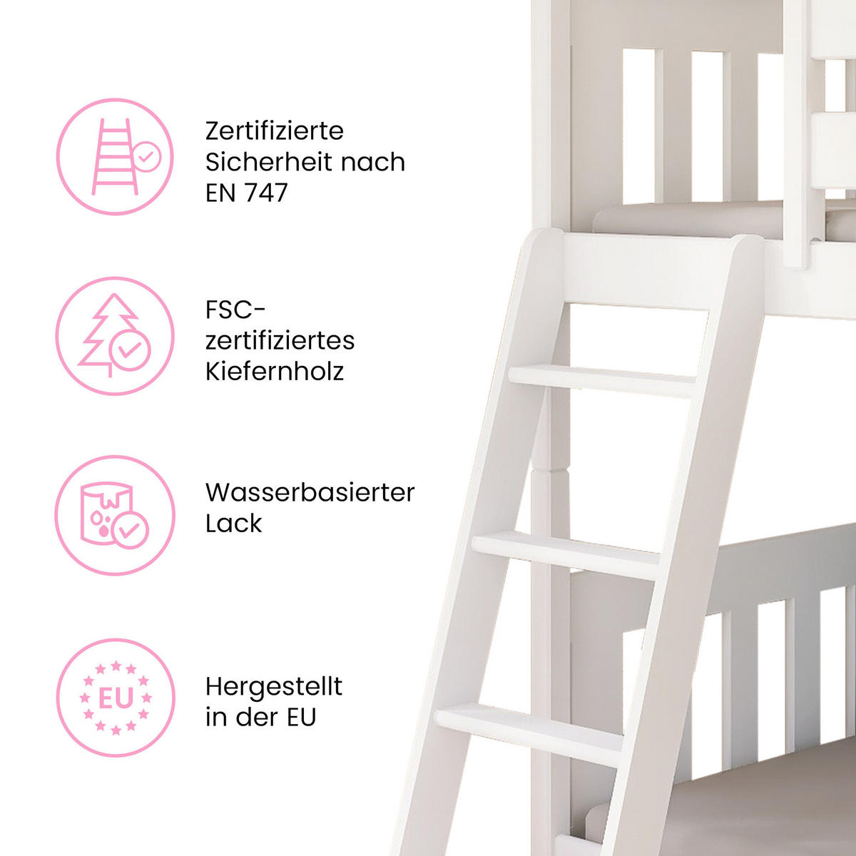 ETAGENBETT 90x200 cm in Weiß - Weiß, Holz (90/200cm) - Kids Collective