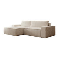ECKSOFA mit Schlaffunktion - Ecke links - grob gerippter Cord - Beige - AMELIA - Beige, Textil (267/167cm) - Vente-Unique