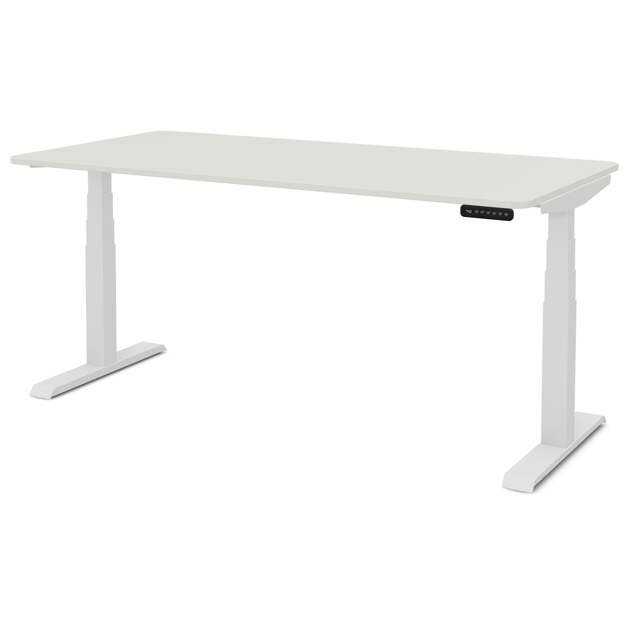 SCHREIBTISCH Elektrisch Höhenverstellbarer Familien Schreibtisch Pitino Curved Signalweiß Signalweiß 180/80/52.5-121cm - Weiß, Holzwerkstoff/Metall (80/180/121cm) - ASSMANN