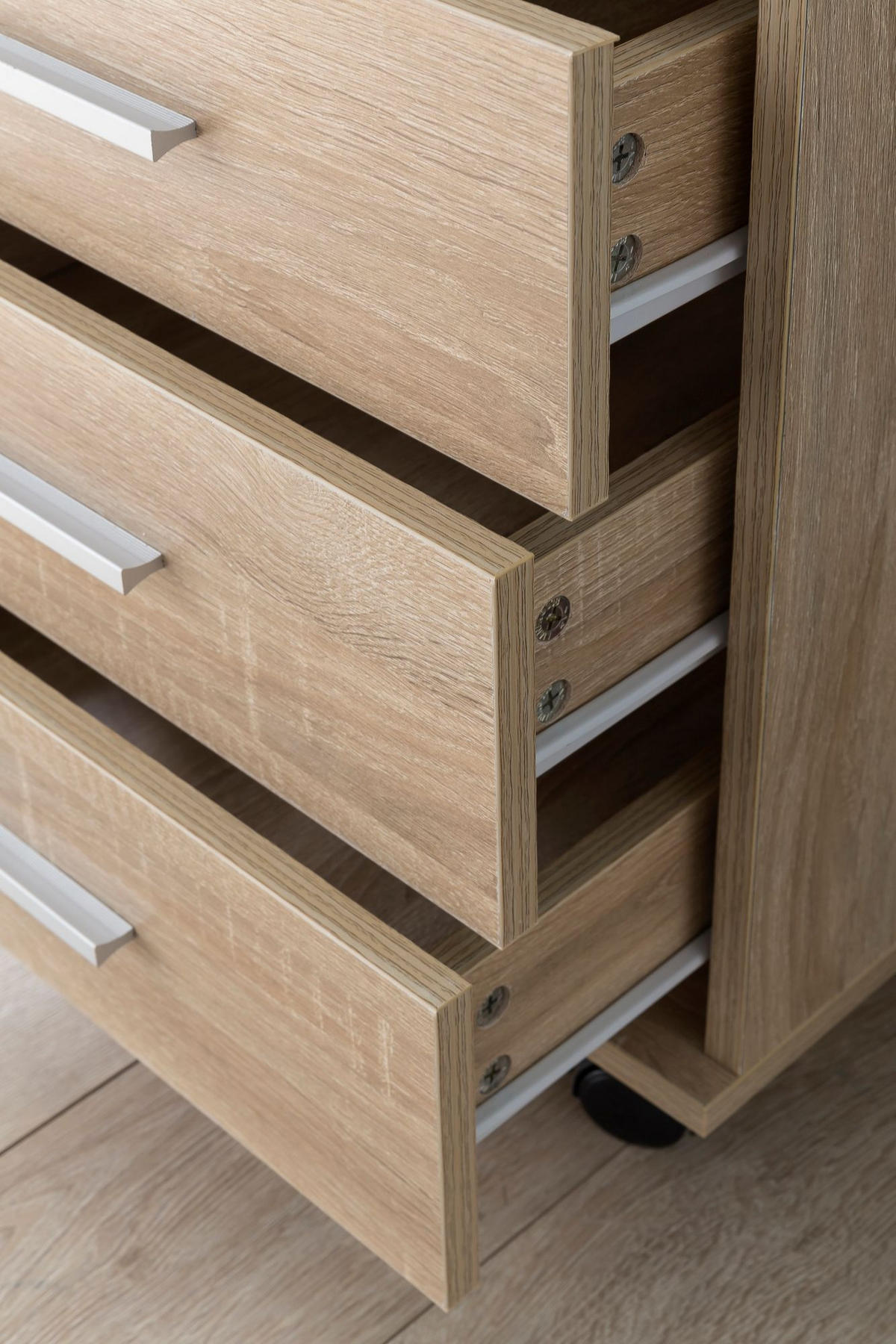 ROLLCONTAINER 4 Schubladen Ablage Melaminbeschichtet ISONZO, Beige 40x33x71 cm - Beige/Schwarz, Holz/Kunststoff (40/71/33cm) - KADIMA DESIGN