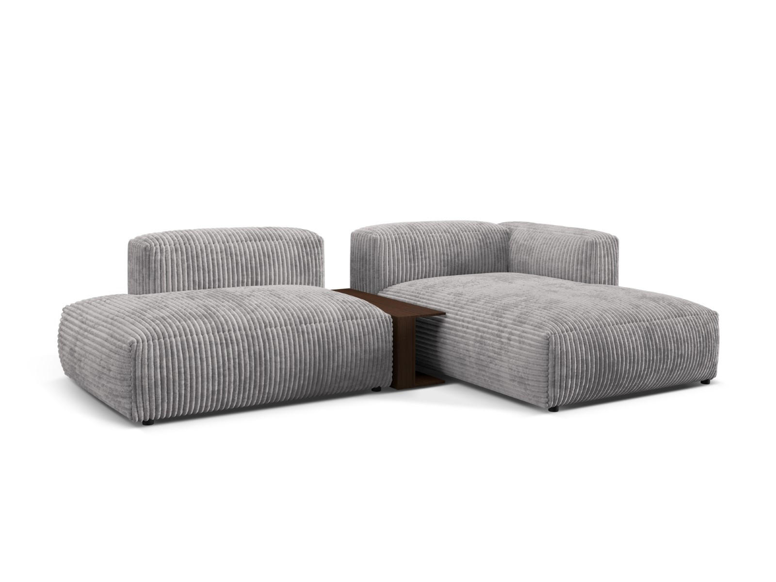 ECKSOFA modular rechts Martina aus Cord hellgrau 2 Sitzplätze - Hellgrau, Textil (176/285cm) - Micadoni