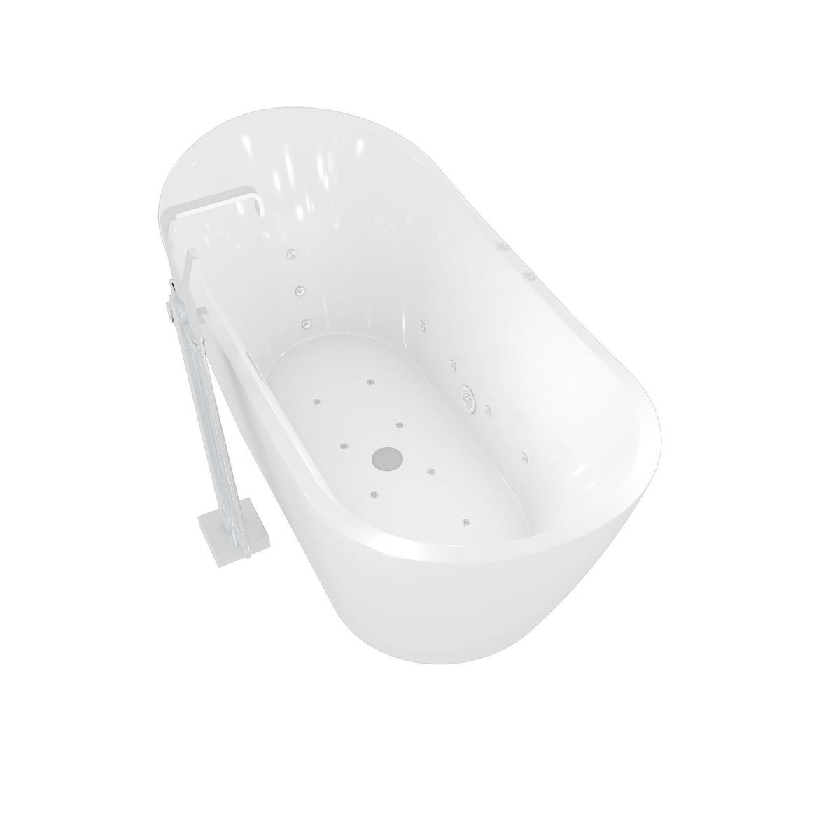 FREISTEHENDE Wanne F23 180cm Whirlpool Luft & Wasser Armatur AF05 - Weiß, Glas/Kunststoff (80/72/180cm) - AcquaVapore by Sandra Jentho