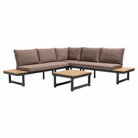 GARTEN-LOUNGEGARNITUR 6-Sitzer, Taupe - Taupe, Holz - Oviala