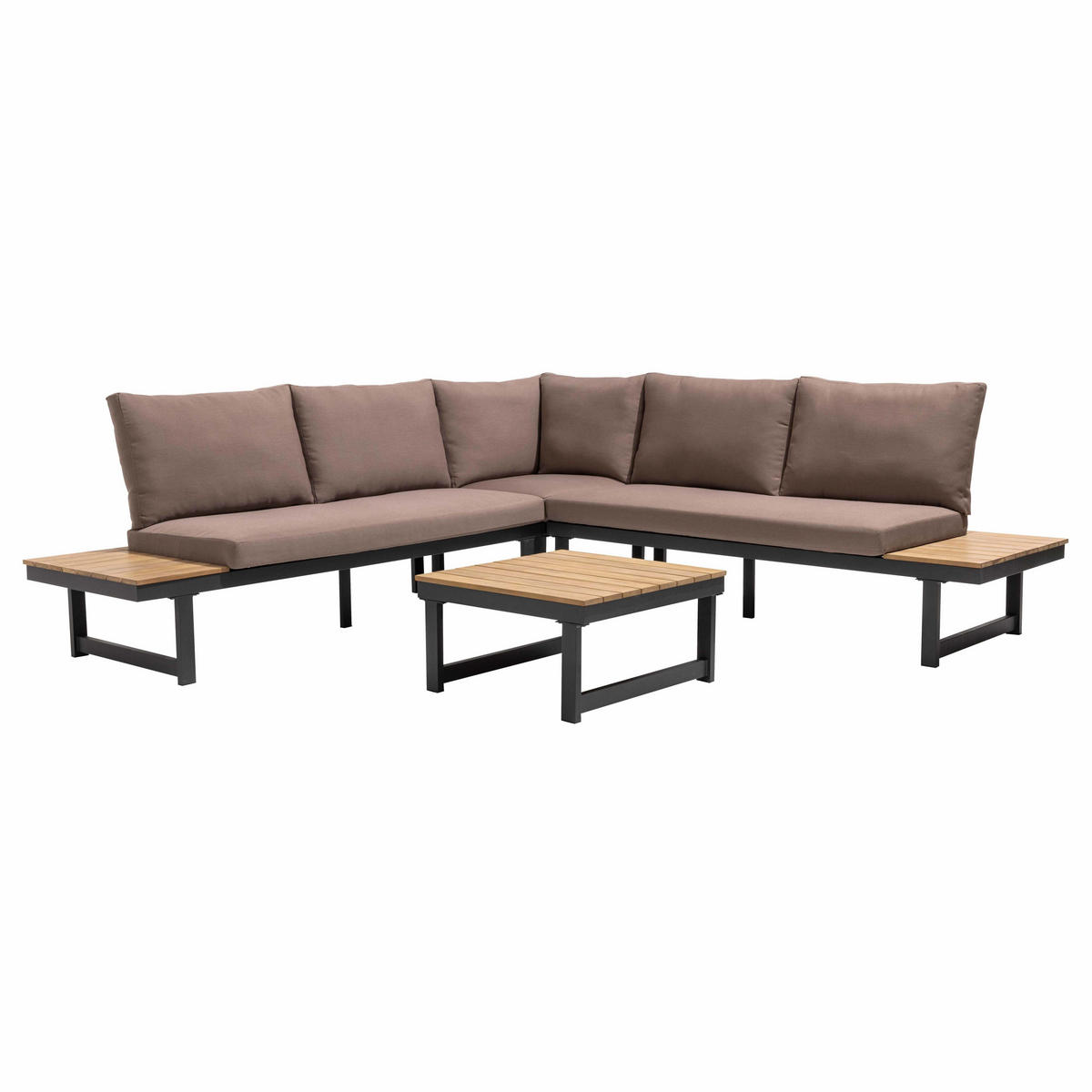 GARTEN-LOUNGEGARNITUR 6-Sitzer, Taupe - Taupe, Holz - Oviala