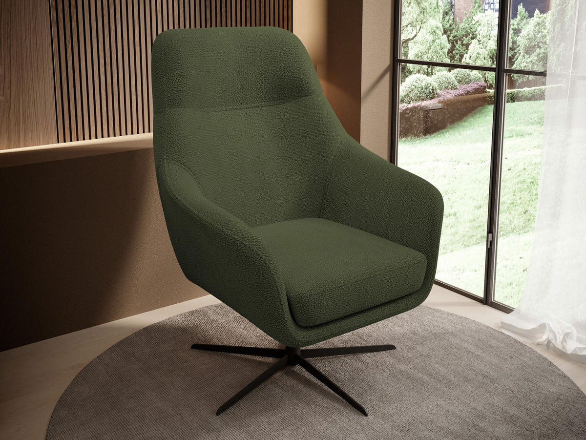 RELAXSESSEL Collection Drehstuhl CUBO – komfortabel, drehbar, modernes Design, 76x97x76 cm, Farbe - Schwarz/Grün, Holz/Textil (76/97/76cm) - DomoHome