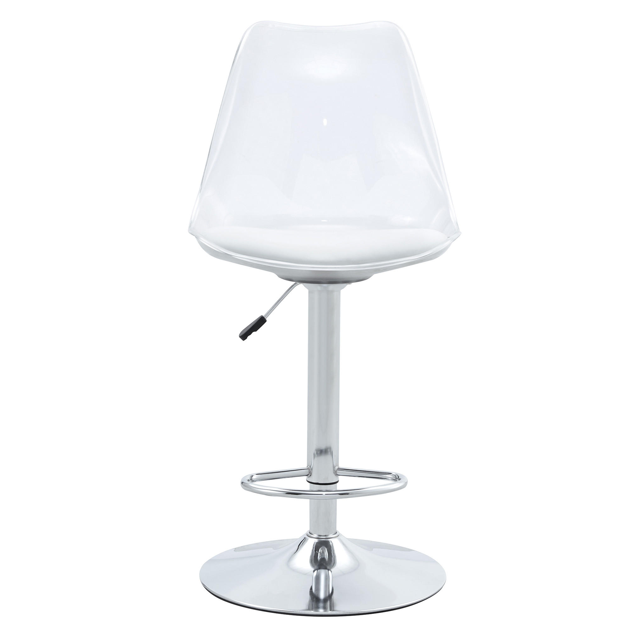 BARHOCKER 2er-Set Silber & Transparent Höhenverstellbar Drehbar mit PU-Leder - Silberfarben, Metall (45.7/99/53.3cm) - PANGIVO