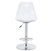 BARHOCKER 2er-Set Silber & Transparent Höhenverstellbar Drehbar mit PU-Leder - Silberfarben, Metall (45.7/99/53.3cm) - PANGIVO