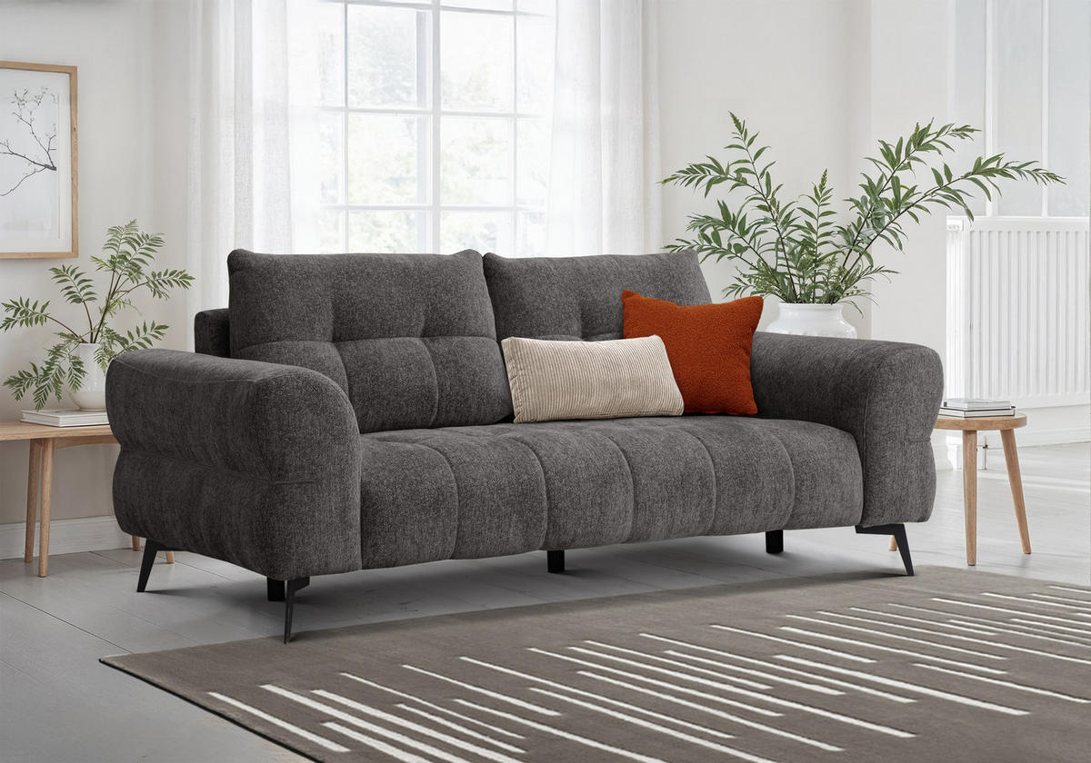 SOFA SALVINI 3-Sitzer, dunkelgrau - Dunkelgrau, Holz/Textil (237/88/99cm) - Courtois Laville