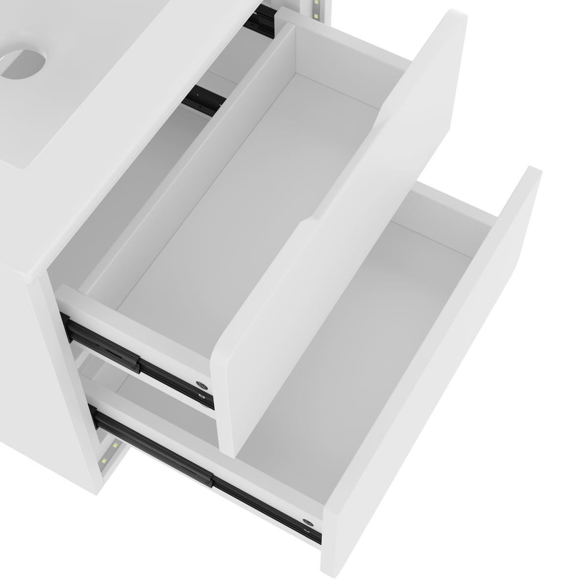 WASCHTISCHKOMBI Badezimmerschrank 60x46x50cm in Weiß mit Radar-Sensor-LED & Keramikbecken - Weiß, Holzwerkstoff (60/50/46cm) - Modfu