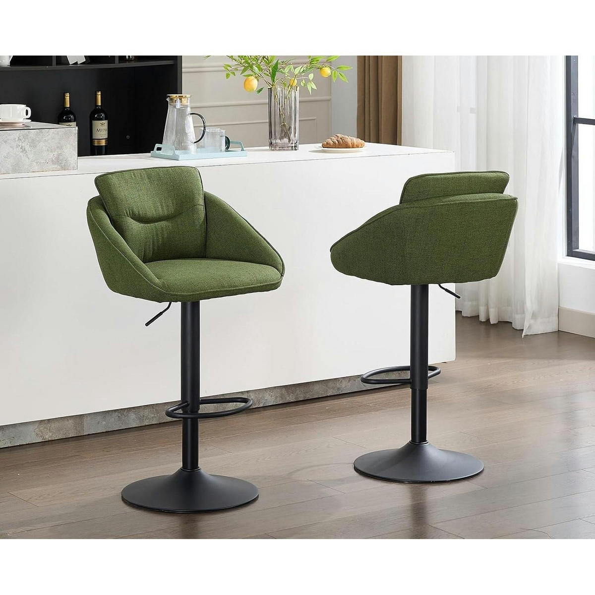 BARHOCKER 4er Set Grün Höhenverstellbar 360° Drehbar - Grün, Textil (52/85/52cm)