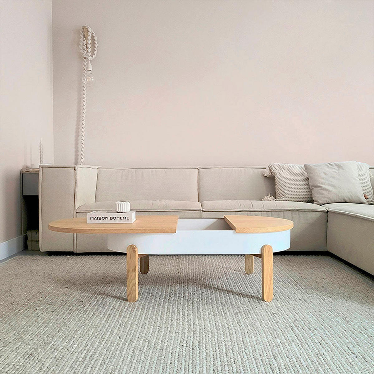 COUCHTISCH Batea L - Eichefarben/Weiß, Holz (60/100/35cm) - Woodendot
