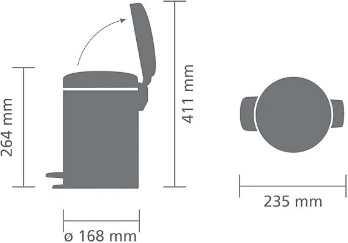 MÜLLEIMER klassisch Mit Soft Verschluss 3 Liter 26,4 x 16,8 x 23,5 cm Metall Weiß - Weiß, Metall (16.8/26.4/23.5cm) - PROREGAL