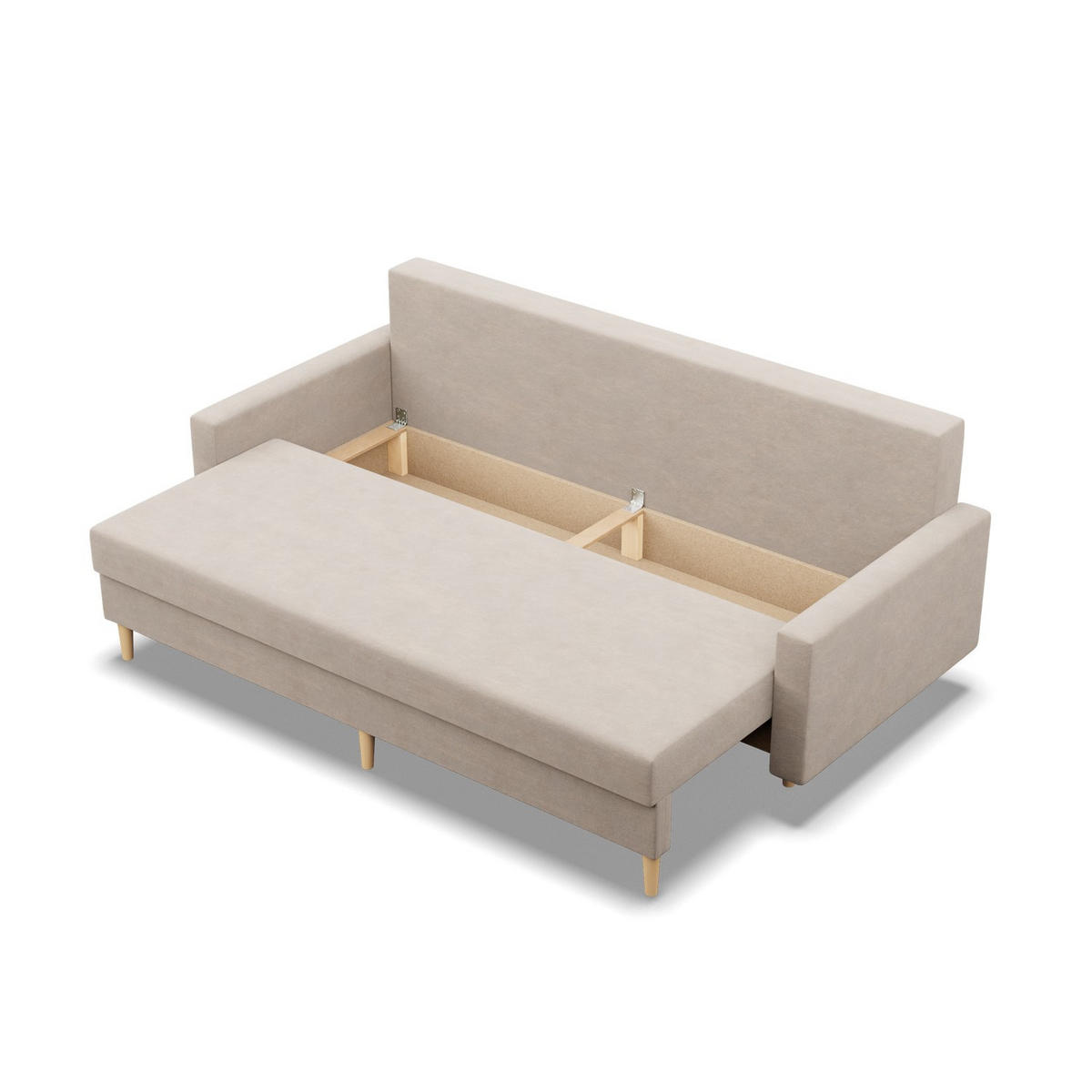 SOFA 3-SITZER MIT SCHLAFFUNKTION BLANK, Beige - Beige, Textil (212/88/92cm) - Mebligo