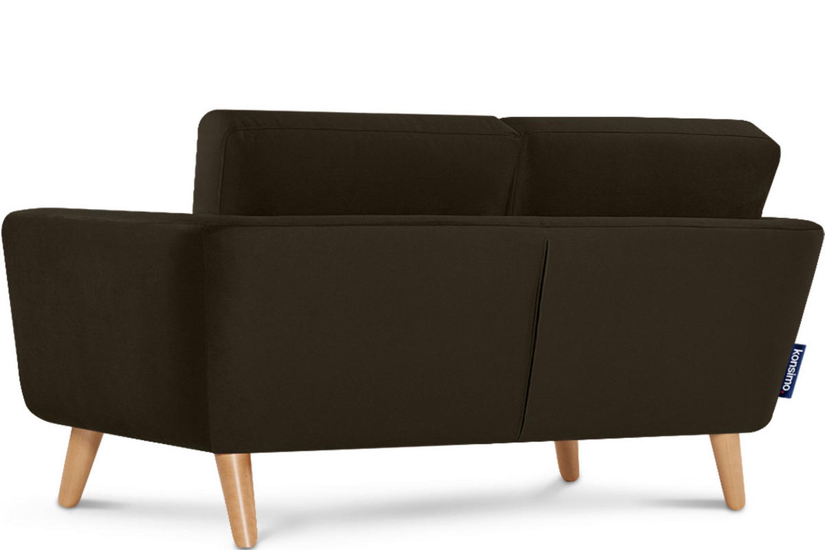 SOFA TAGIO mit Armlehnen, Braun - Dunkelbraun/Braun, Buchenholz/Textil (153/80/84cm) - KONSIMO®