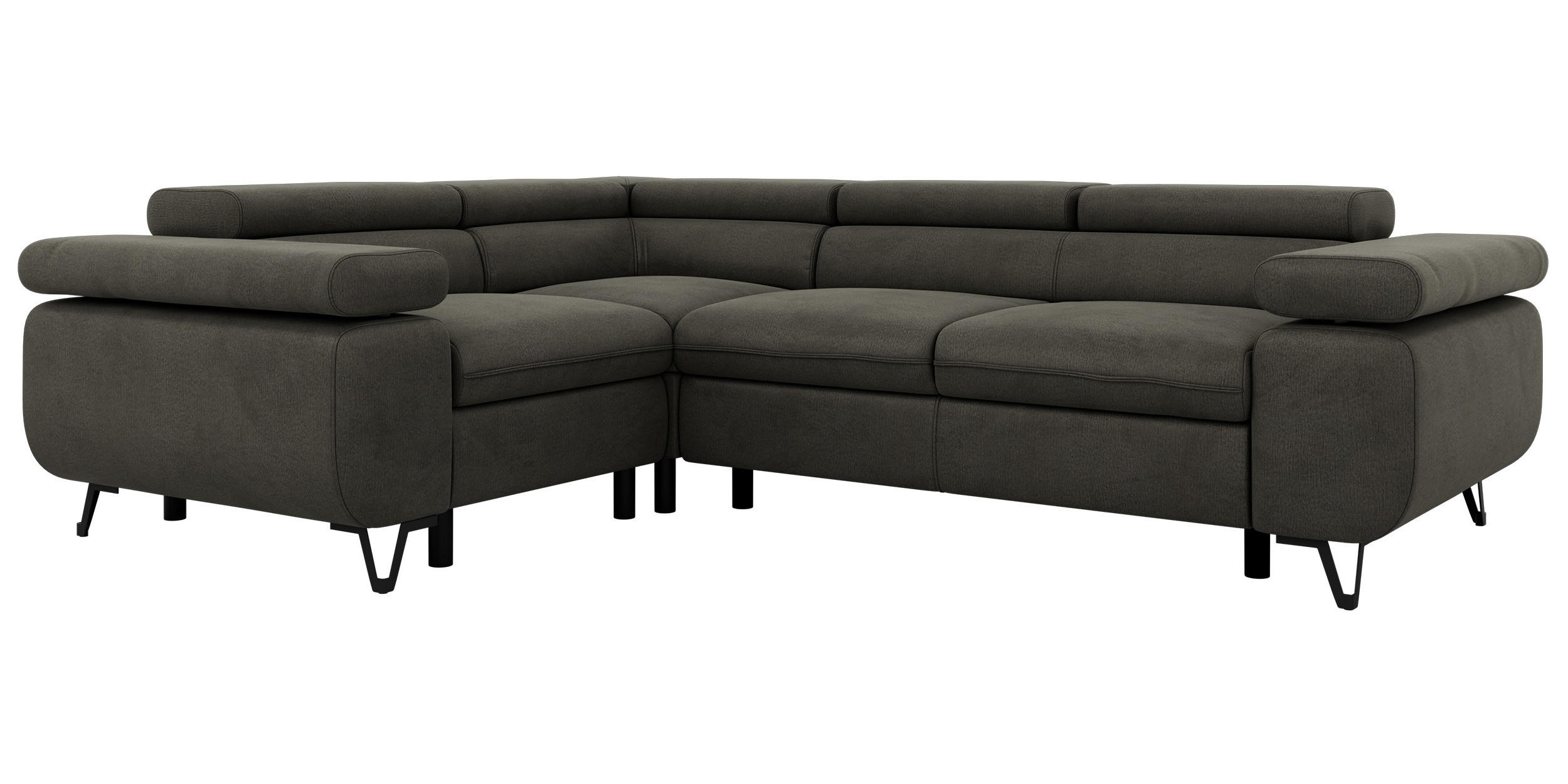 ECKSOFA ORSO L Anthrazit Velvet - Links Seite - Anthrazit/Schwarz, Textil/Metall (197/268cm) - MKS