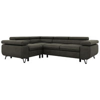 ECKSOFA ORSO L Anthrazit Velvet - Links Seite - Anthrazit/Schwarz, Textil/Metall (197/268cm) - MKS