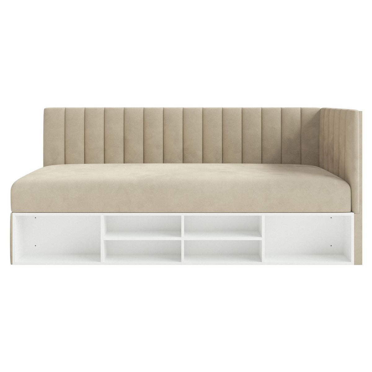 JUGENDBETT Ventrio Graubeige Easy-Clean-Samtbezug 90x200 cm - Taupe, Holz/Textil (90/200cm) - Selsey