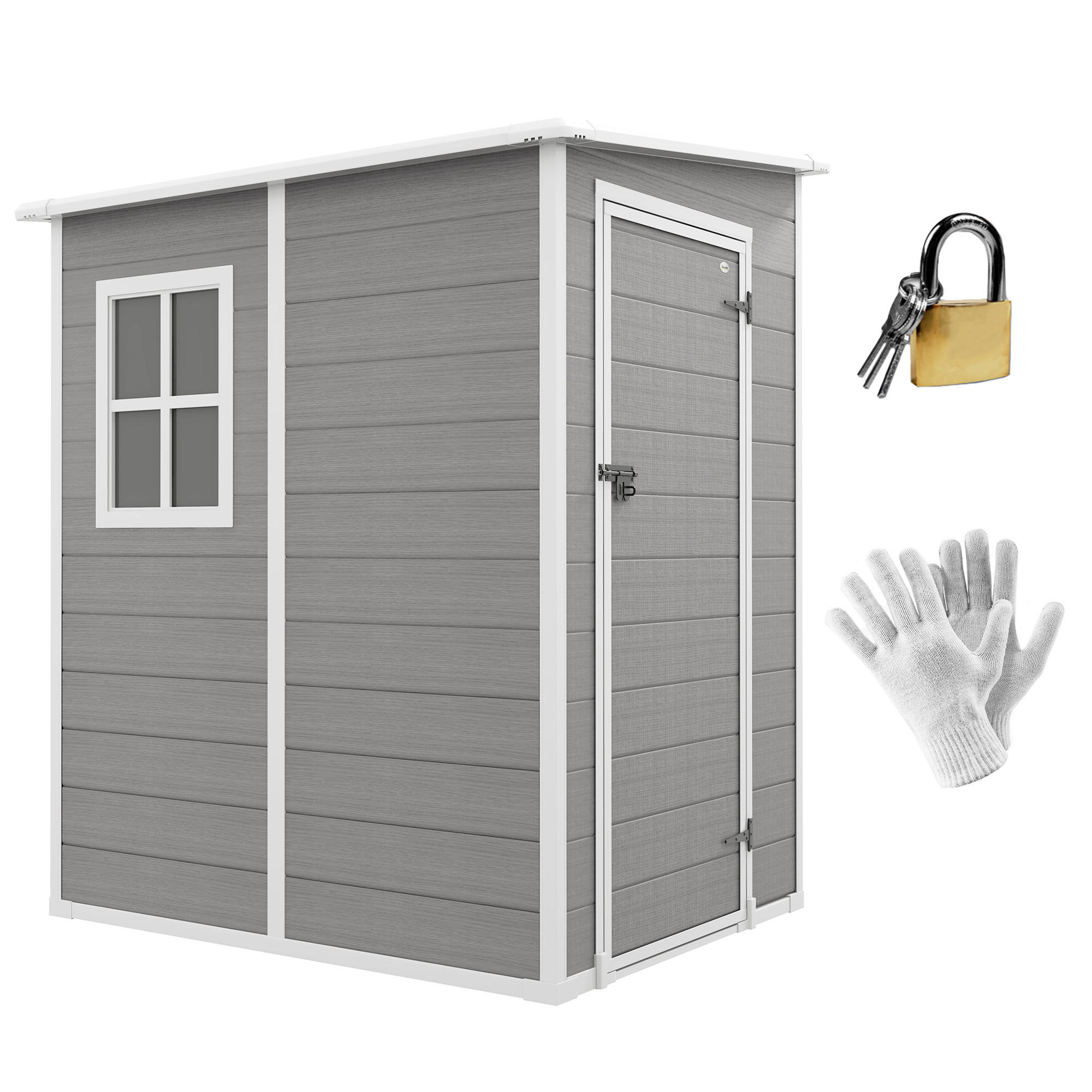 GERÄTEHAUS mit Pultdach, 122 x 149 x 192/177 cm - Grau, Metall (149/192/122cm) - Outsunny