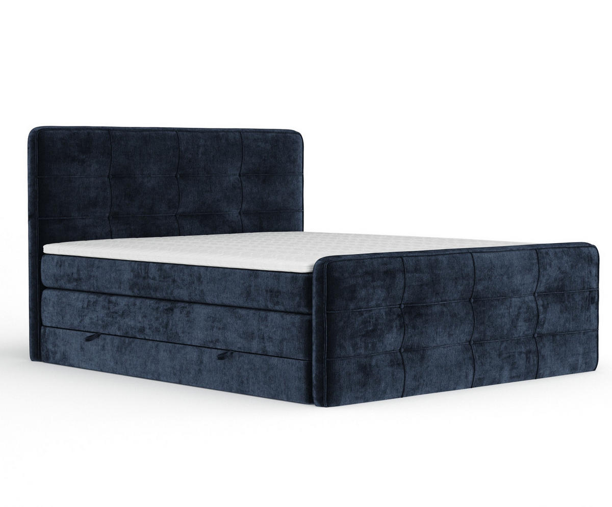 BOXSPRINGBETT Semplice Marineblau 180/200 cm - Schwarz/Dunkelblau, Holz/Holzwerkstoff (180/200cm) - Maison de Reve
