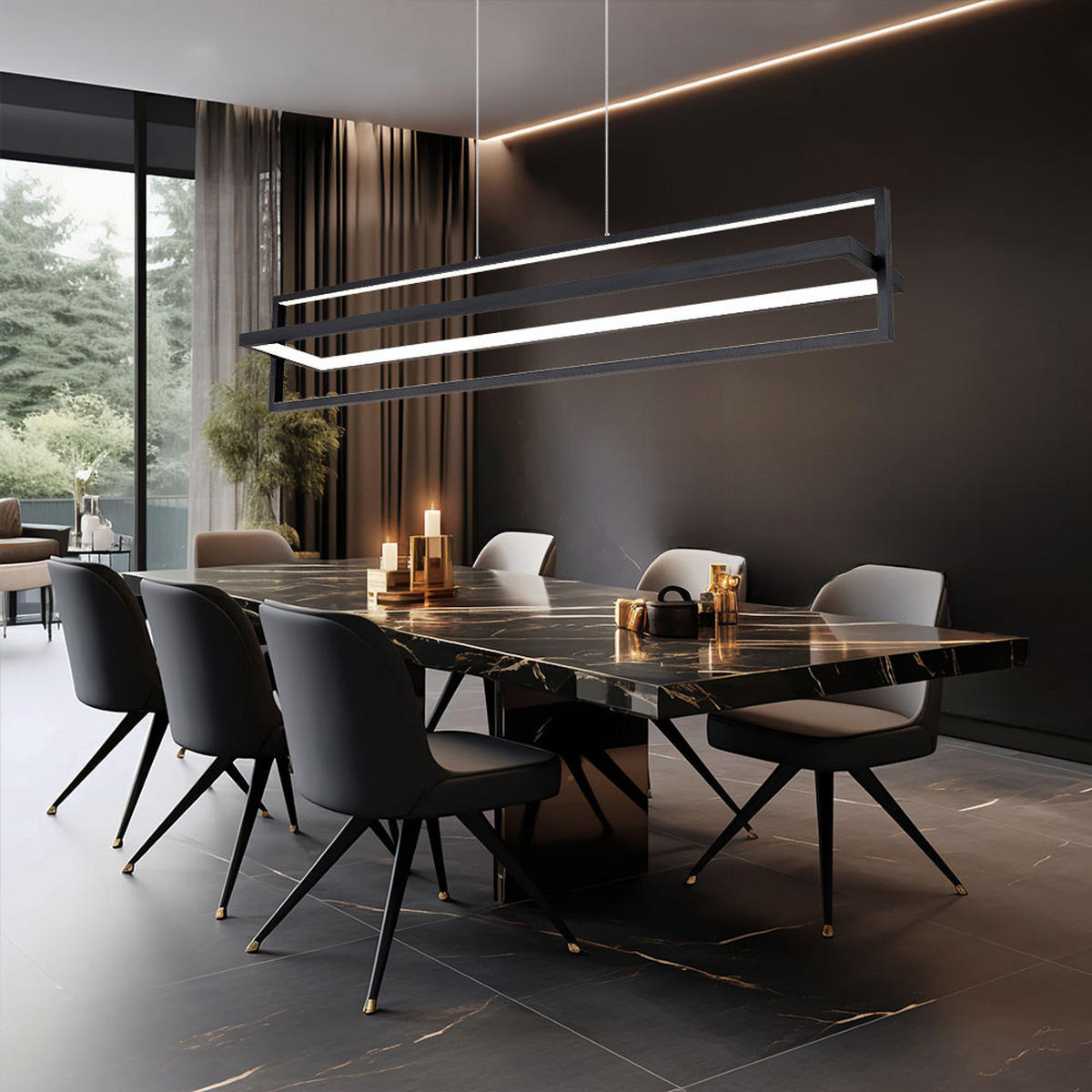 LED HÄNGELEUCHTE FLIPS Schwarz - Schwarz, Metall (102/18/120cm) - Globo Lighting