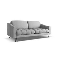 3-SITZER SOFA Chenille Stoff Grau - Hellgrau/Schwarz, Textil/Metall (202/80/95cm) - Makamii