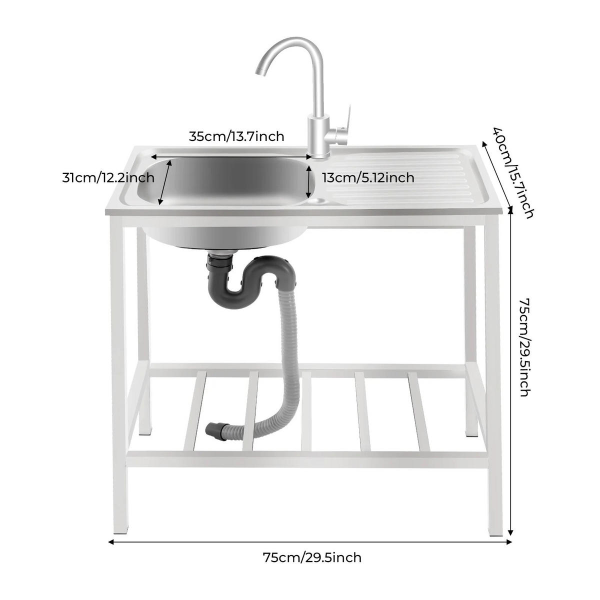 WASCHBECKEN WB-SS Edelstahl Silber - Silberfarben, Kunststoff/Metall (75/75/40cm) - Kaket