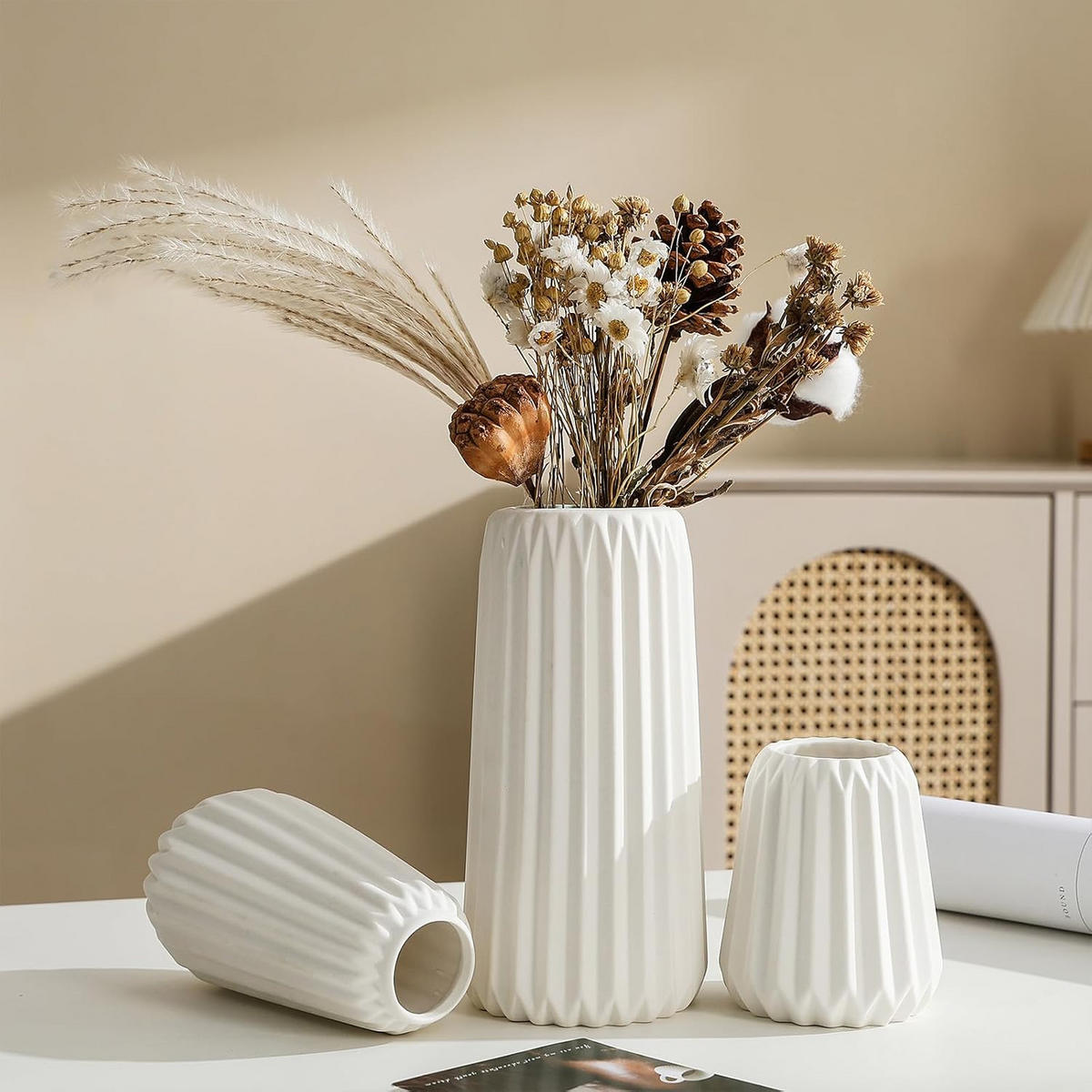 VASE 20 cm Keramik - Weiß, Keramik (20cm) - LIBRATON