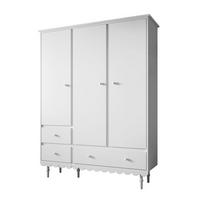 KINDERKLEIDERSCHRANK BABUSHKA – Dreitürig, Weiß - Weiß, Holzwerkstoff (154/203/50cm)