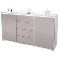 SIDEBOARD Faro Sandgrau Hochglanz - Sandfarben, Holzwerkstoff (138.5/75.5/35cm) - Vladon