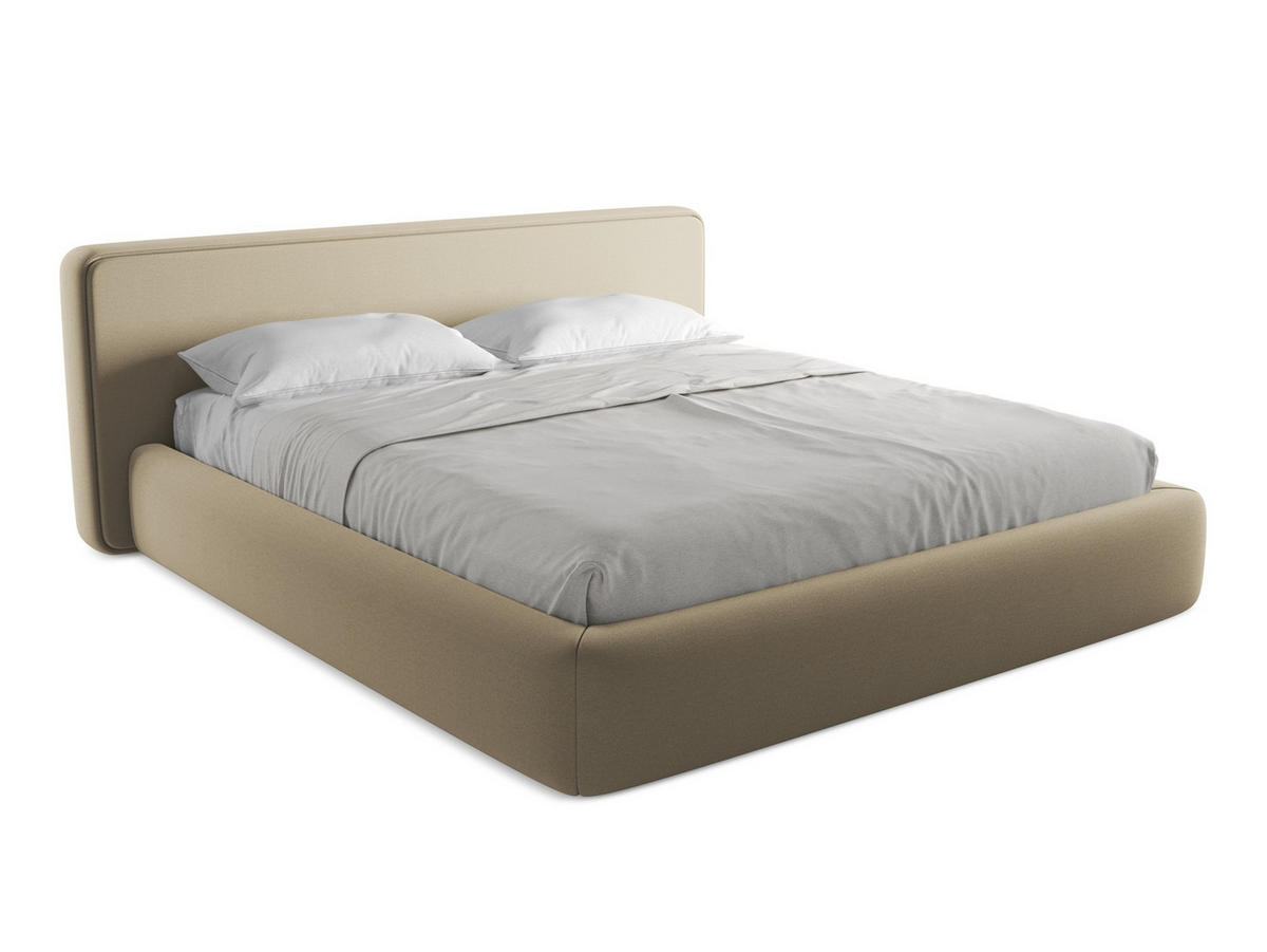 POLSTERBETT mit Bettkasten und Lattenrost 220x225 Beige - Beige/Schwarz, Kunststoff/Textil (180/200cm) - Makamii