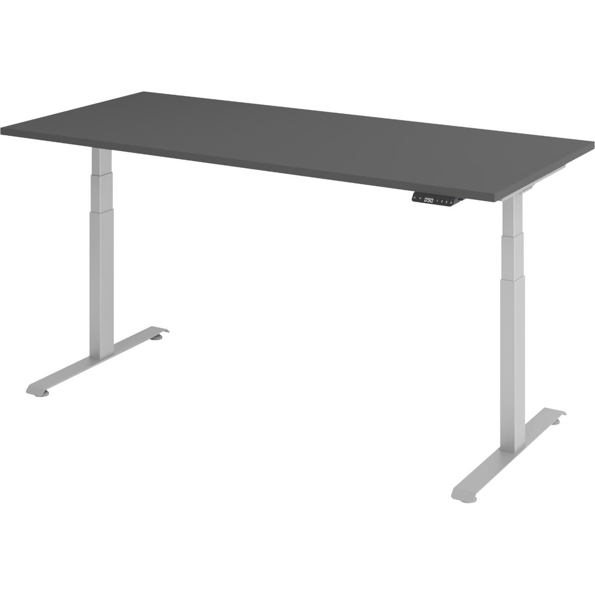 SCHREIBTISCH elektrisch 80/180/74 cm in Graphitfarben/Silberfarben - Silberfarben/Graphitfarben, Holzwerkstoff (80/180/74cm) - bümö