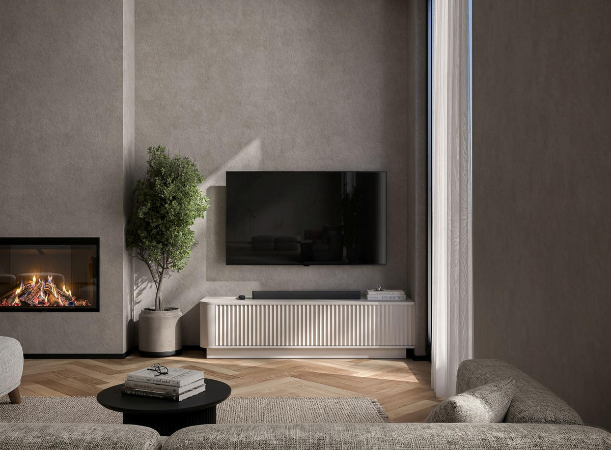 TV stolek Aurora kašmírový matný 140 cm s podstavcem - kašmírová, kompozitní dřevo (140/37/35cm) - Meble Lindner