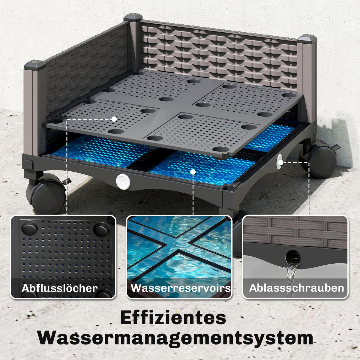 HOCHBEET mit Rankgitter aus Stahl Kunststoff, Schwarz - Schwarz, Kunststoff/Metall (40/185/40cm) - Outsunny