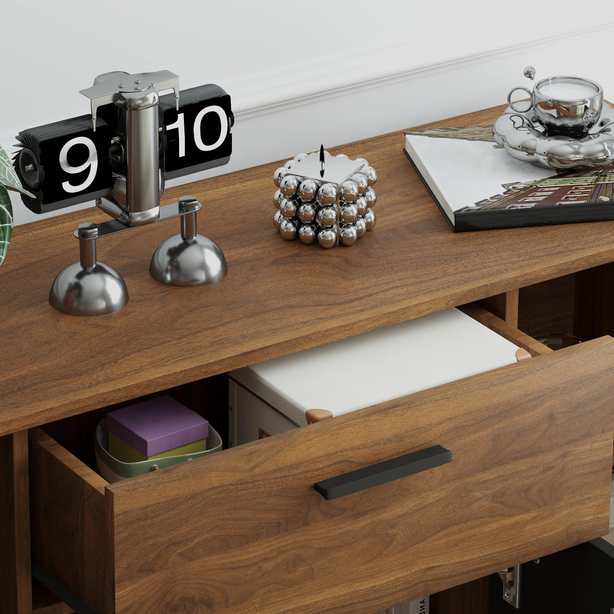 SIDEBOARD DE-11120 4 Türen Braun/Schwarz - Braun, Holzwerkstoff (120/85/35cm) - ComfortXL