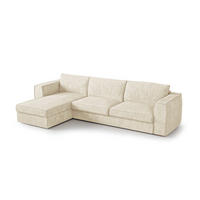 LINKSECK-SCHLAFSOFA MIKA Köpergewebe mit weichem Griff Creme 292cm - Creme, Textil (292/100cm) - Premium Interiors