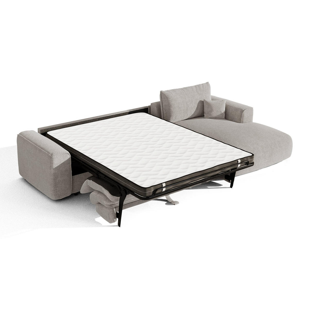 ECKSOFA rechtwinklig COMO Bouclé-Stoff Hellgrau 300cm - Hellgrau/Grau, Textil (300/165cm) - Premium Interiors