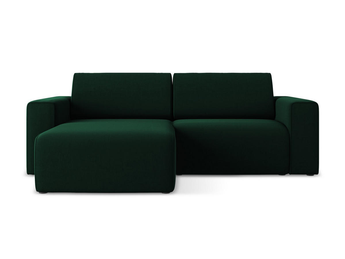 ECKSOFA Links Samt Stoff Grün - Blau/Dunkelgrün, Kunststoff/Textil (167/224cm) - Makamii