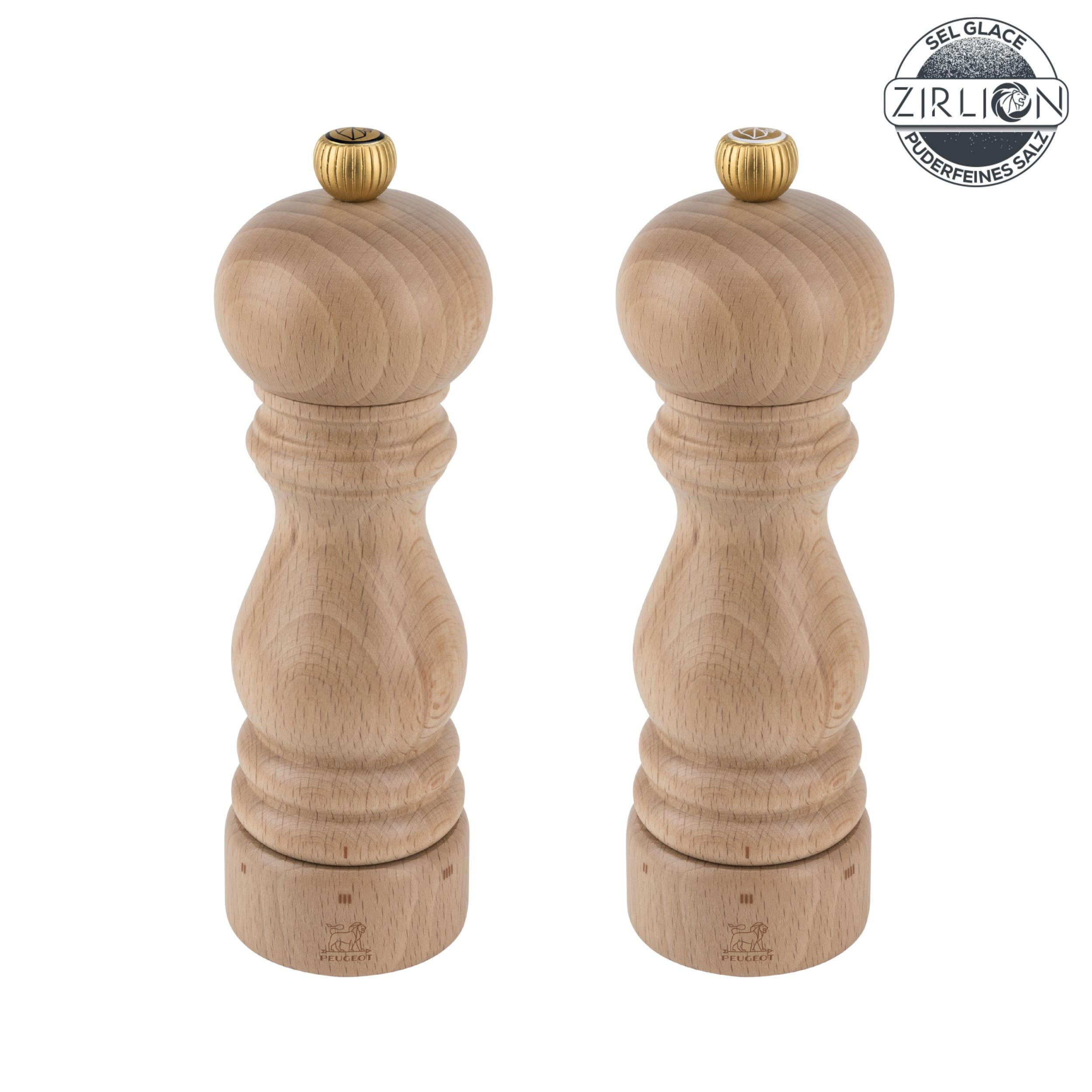 MÜHLENSET Paris 18cm Pfeffer- & Salzmühle Buchenholz Natur Zirkonia-Mahlwerk - Braun, Holz (11.8/18/5.9cm) - PEUGEOT