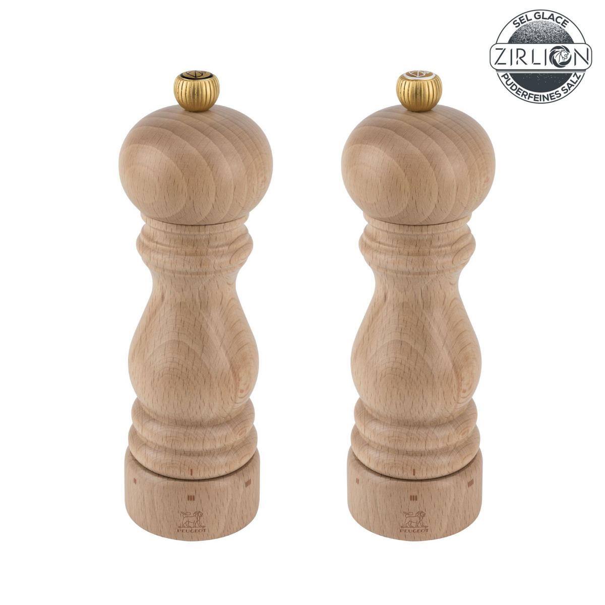 MÜHLENSET Paris 18cm Pfeffer- & Salzmühle Buchenholz Natur Zirkonia-Mahlwerk - Braun, Holz (11.8/18/5.9cm) - PEUGEOT