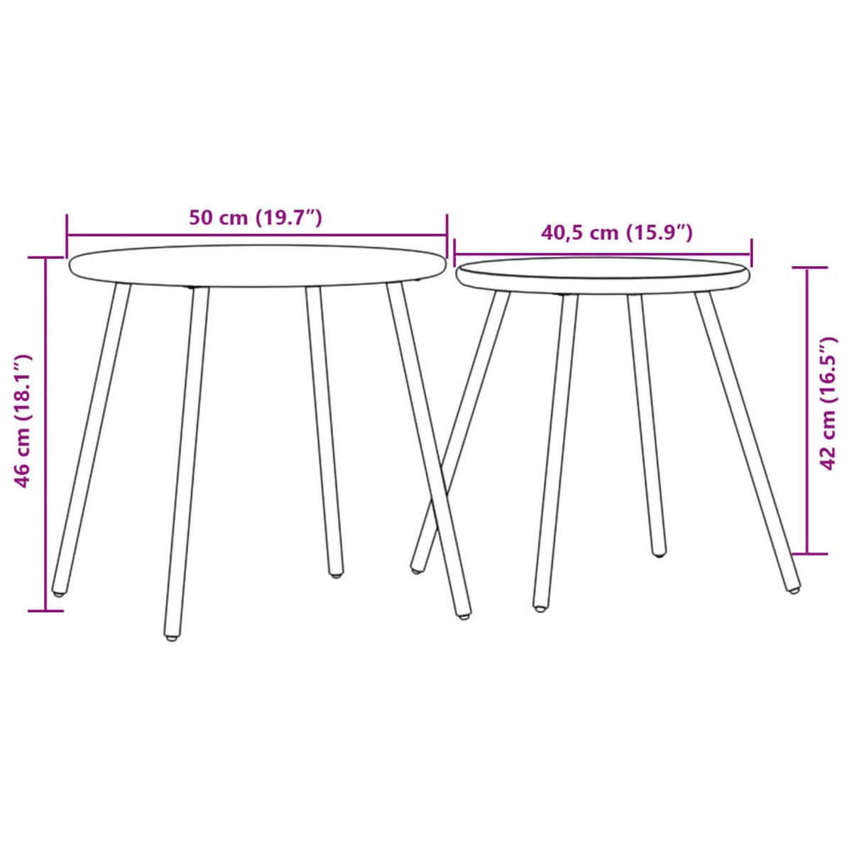 GARTENTISCH Tischwald 46/42/50 cm - Schwarz, Naturmaterialien (50/46/42cm) - ZMH