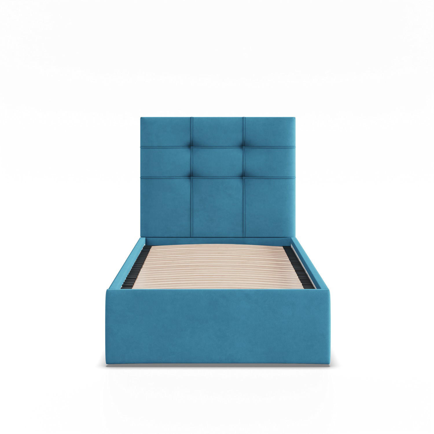 POLSTERBETT MIT KOPFTEIL 90x200 ohne Bettkasten SORIA, Blau - Blau, Textil (90/200cm) - Mebligo