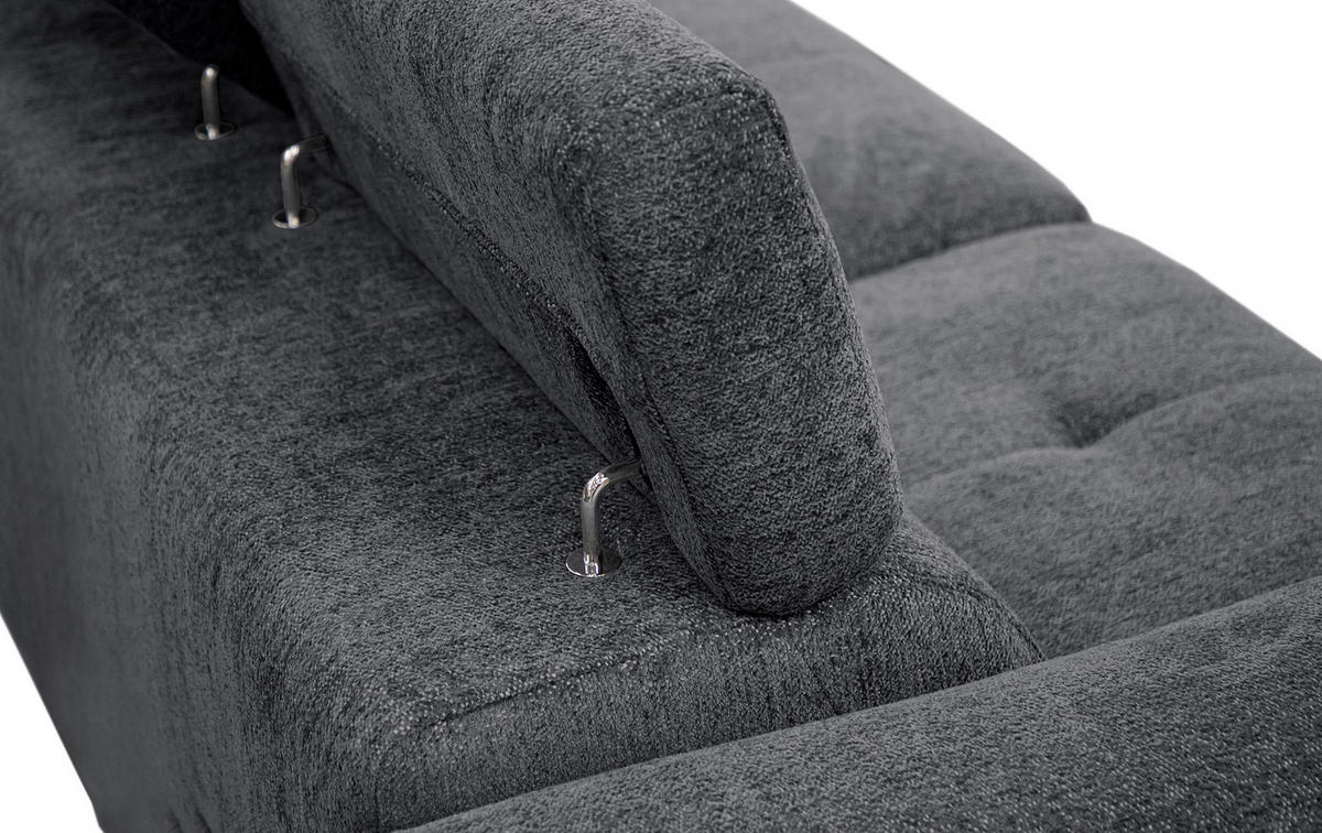 SOFA CALVERA 3-Sitzer mit 2 Relaxfunktionen, graphitfarben - Graphitfarben, Holzwerkstoff/Textil (204/79/106cm) - Courtois Laville
