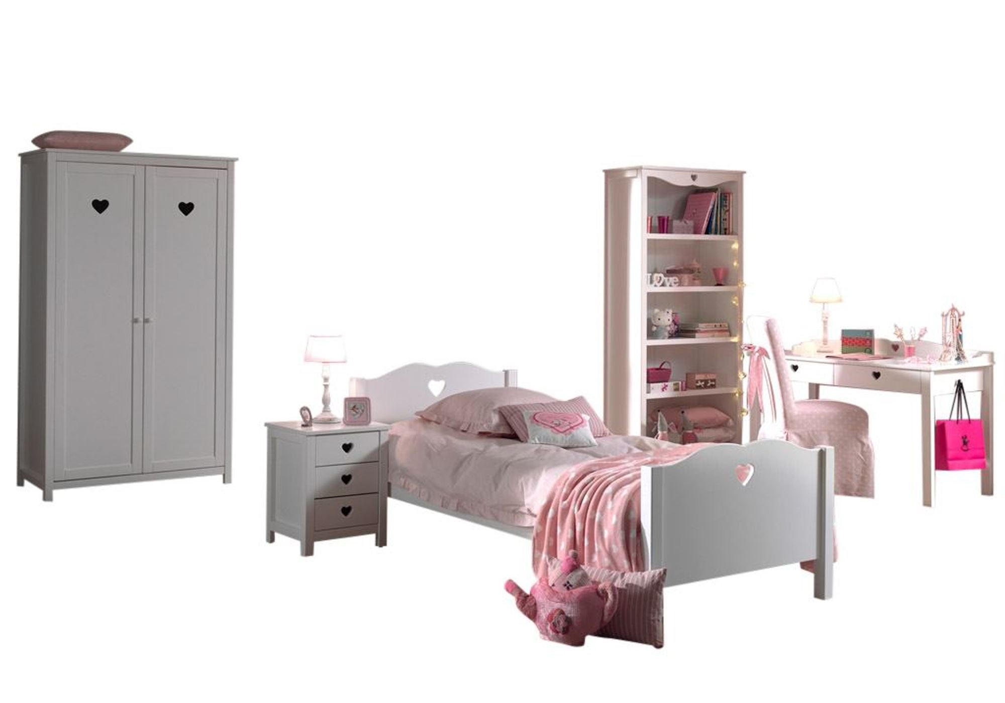 KINDERZIMMER Kamila 11 weiß aus MDF mit Bett, Schrank und Nachtkonsole - Weiß, Holzwerkstoff (400/1/200cm) - 58aufmkessel