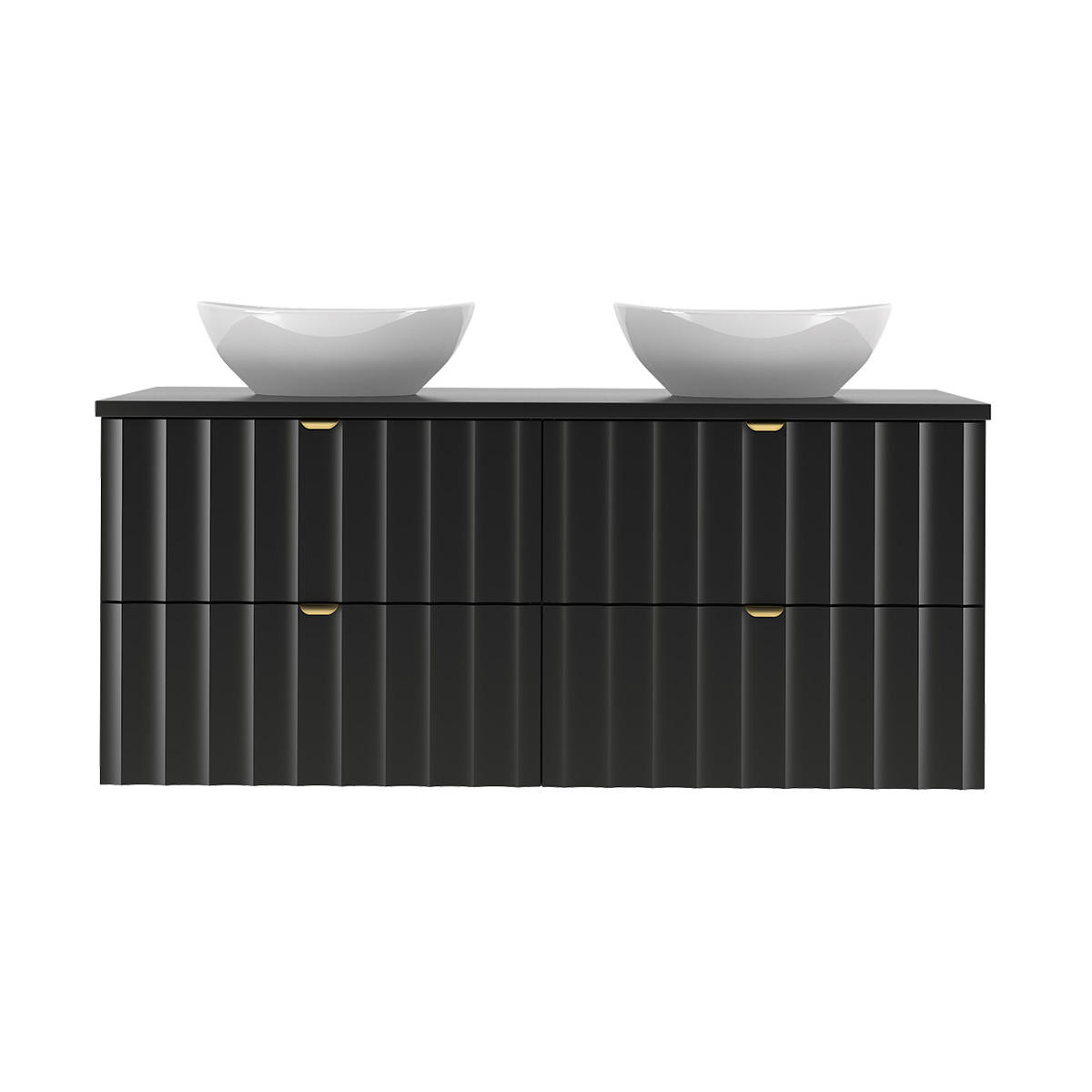 DOPPELWASCHTISCH 120.6cm Lexa Schwarz - Schwarz, Holzwerkstoff (120.6/52.2/46.5cm) - Petits-meubles